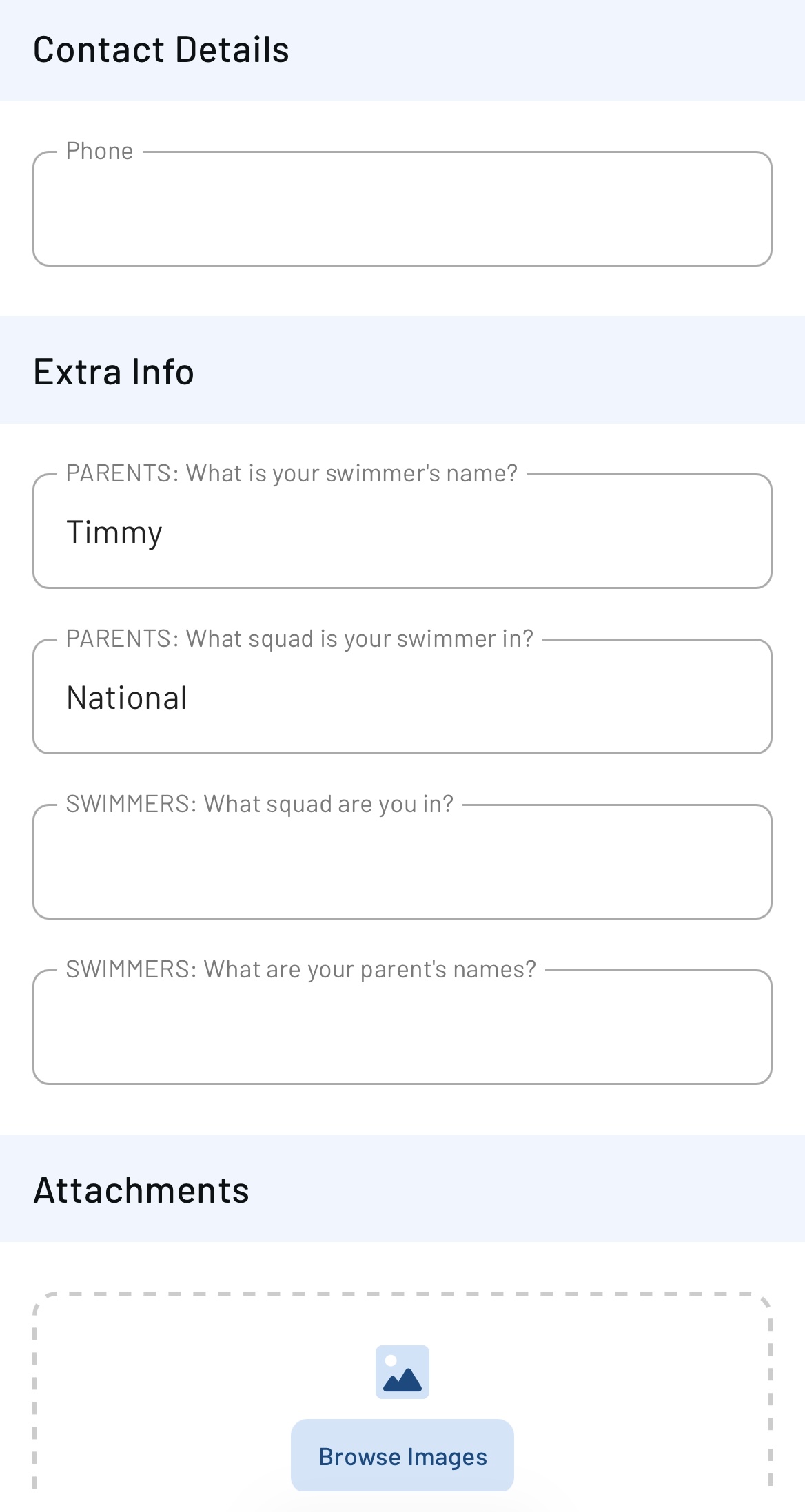 DTSC Swim Club Team App page showing the Join button